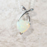 heart shaped crystal opal white gold pendant