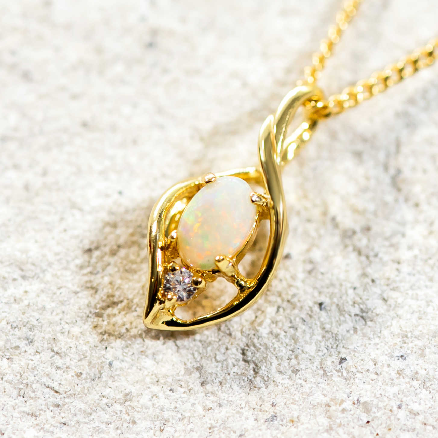 'Alani' Gold Plated Silver Australian Crystal Opal Necklace Pendant - Black Star Opal