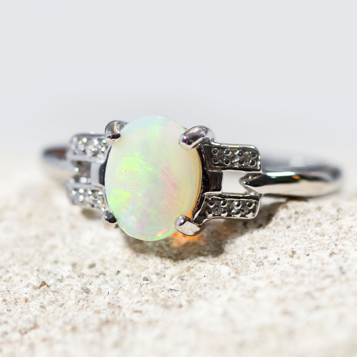 'Alianna' Crystal Opal Ring Silver - Black Star Opal