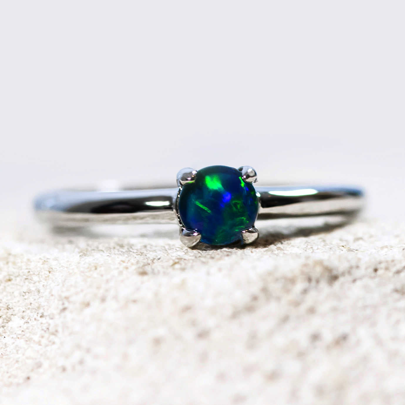 'Ariyah' Silver Australian Triplet Opal Ring - Black Star Opal