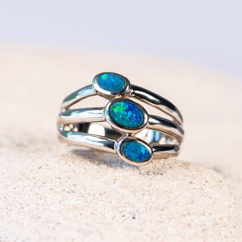 'Bailey' Silver Doublet Opal Ring