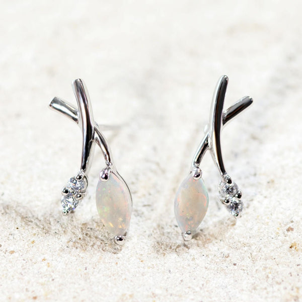 Sterling Silver Pear Cut 8x6mm Opal Earrings – Zamels