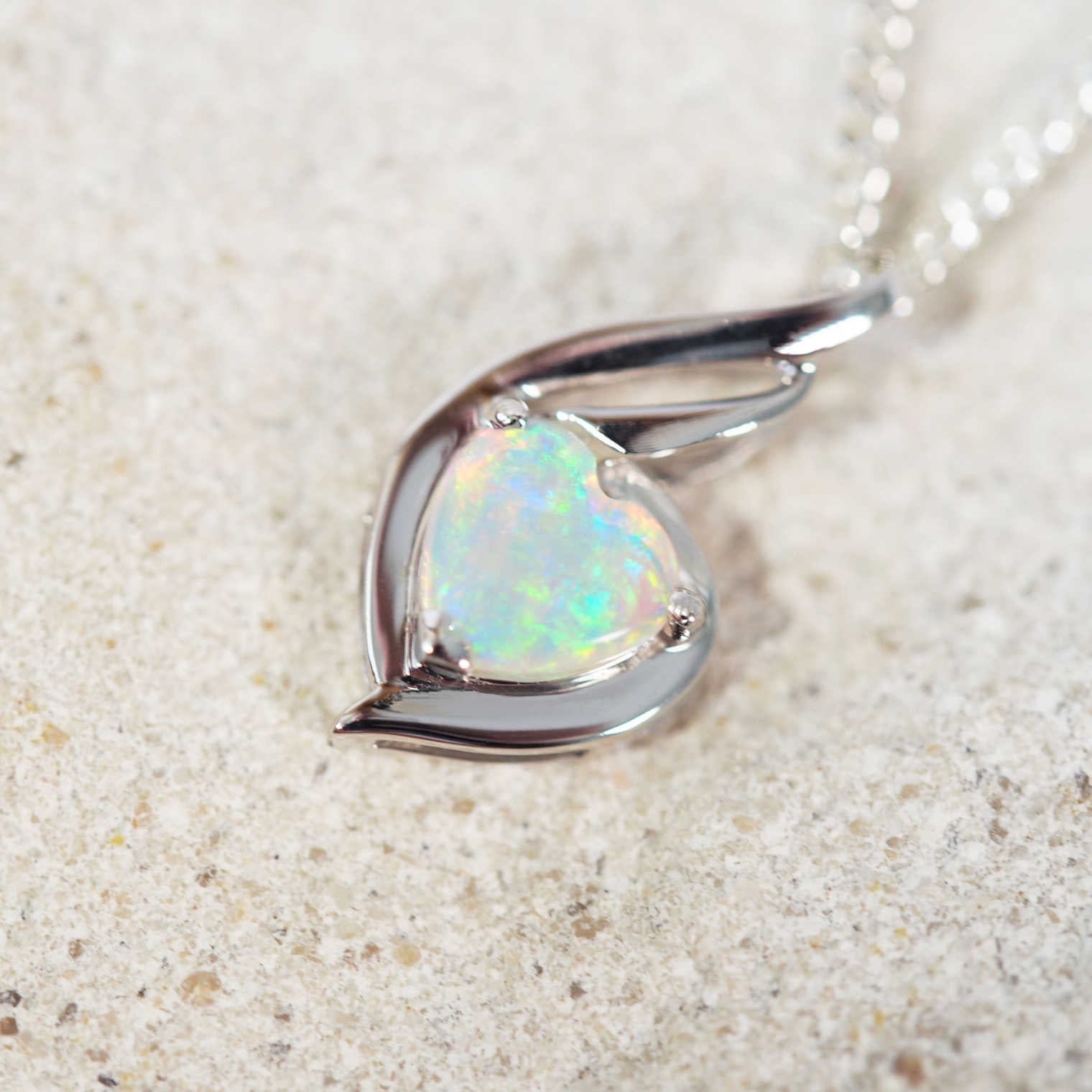 heart shaped crystal opal gold pendant