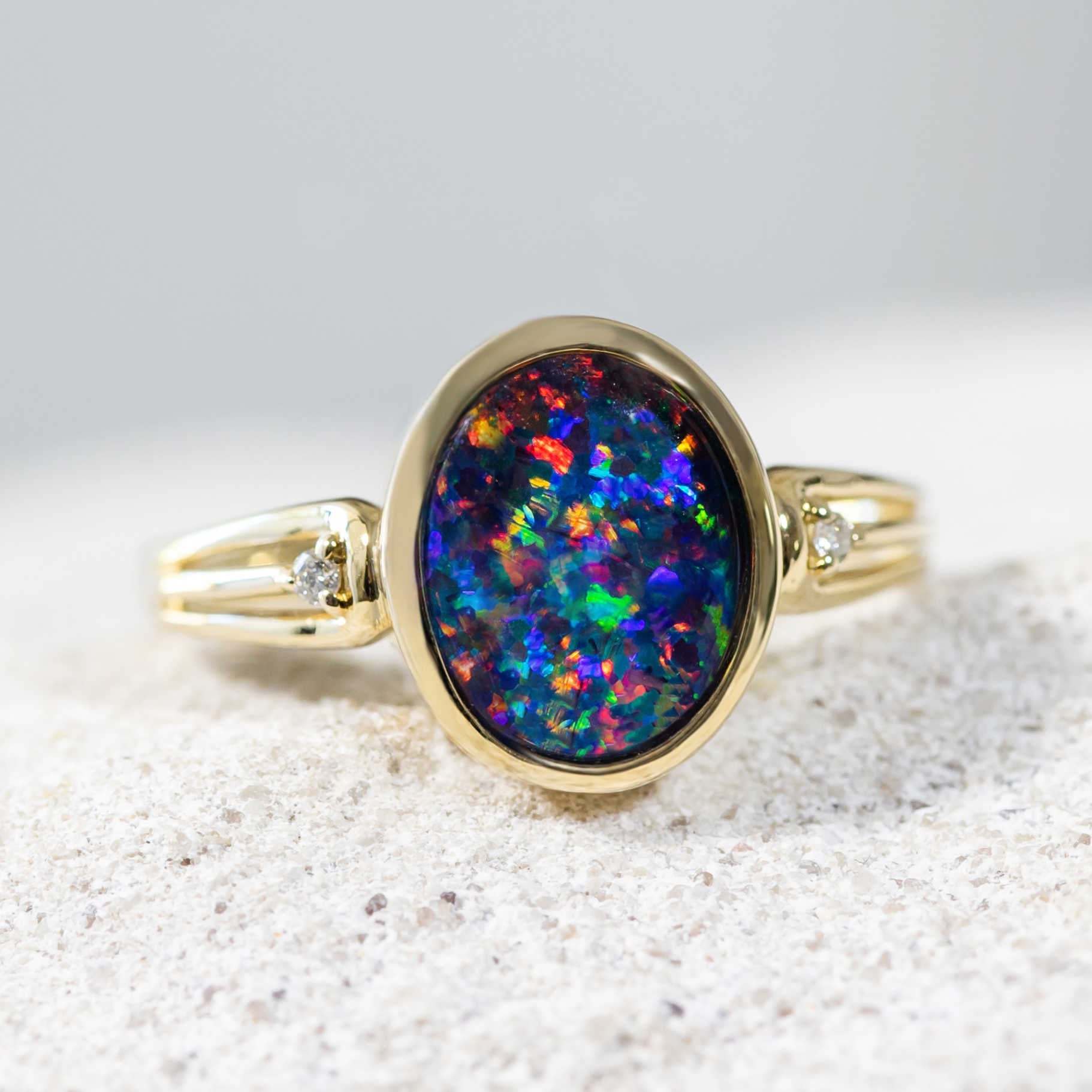 Gold-Triplet-Opal-Ring