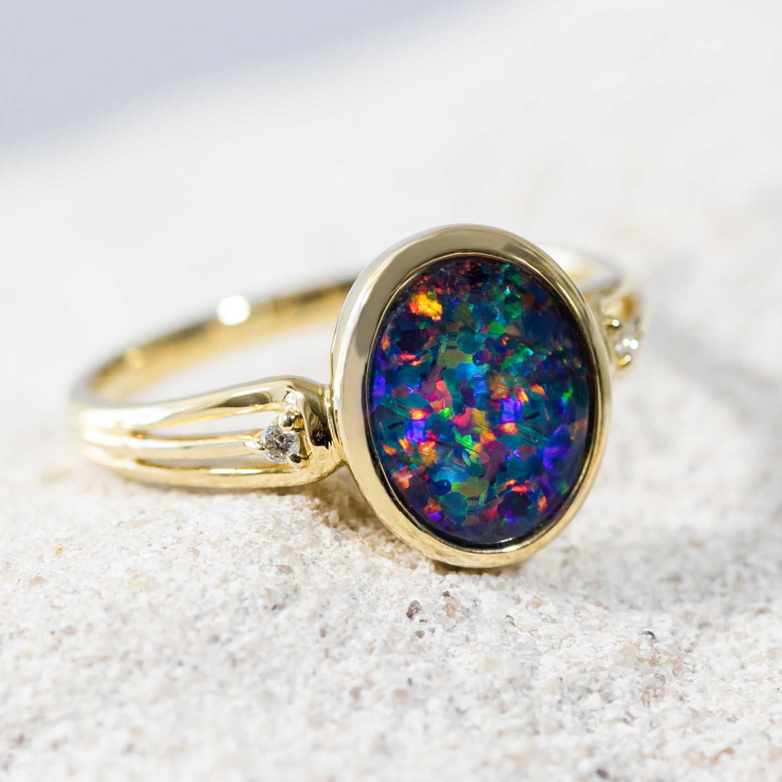 Gold-Triplet-Opal-Ring