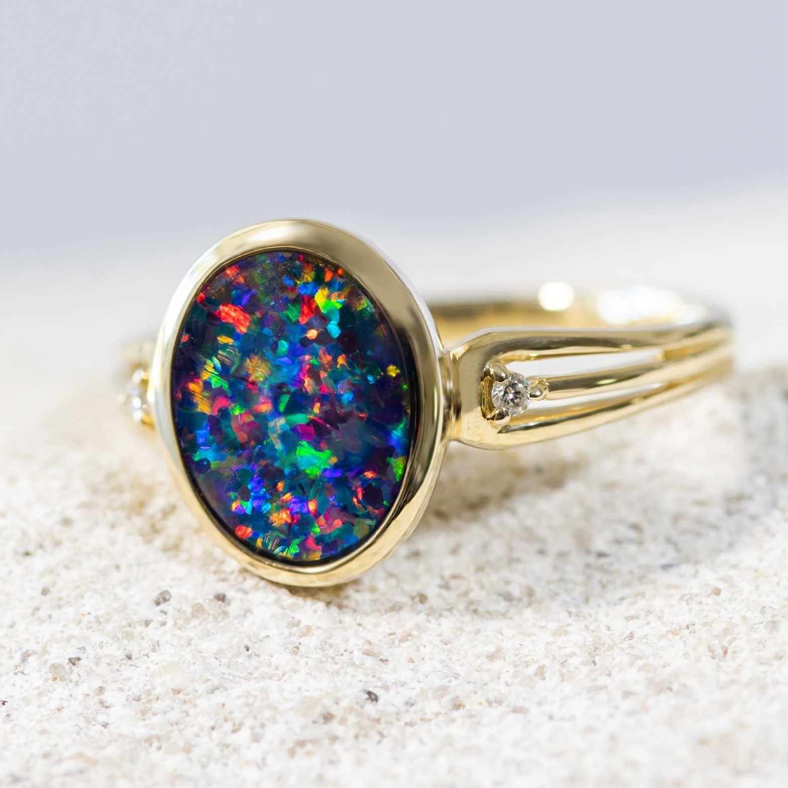 Gold-Triplet-Opal-Ring