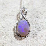 'Eternity' Silver Australian Crystal Opal Necklace Pendant - Black Star Opal