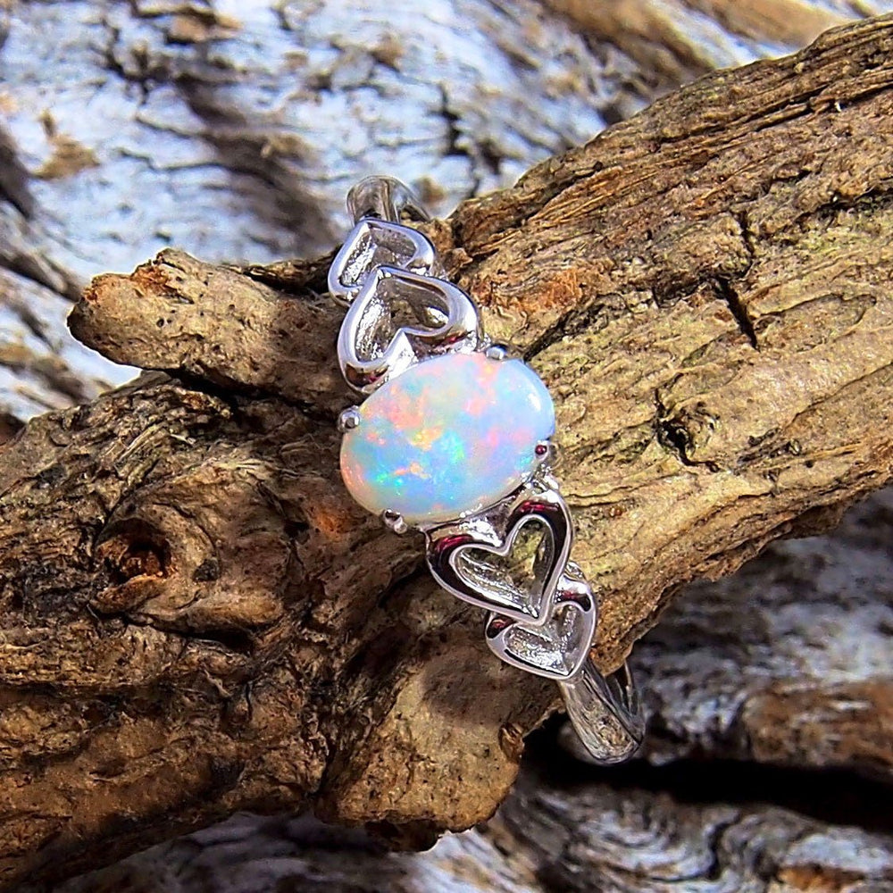 'Amore' Silver Crystal Opal Ring