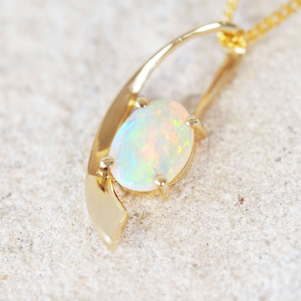 'Izabel' Crystal Opal Pendant 14ct Gold