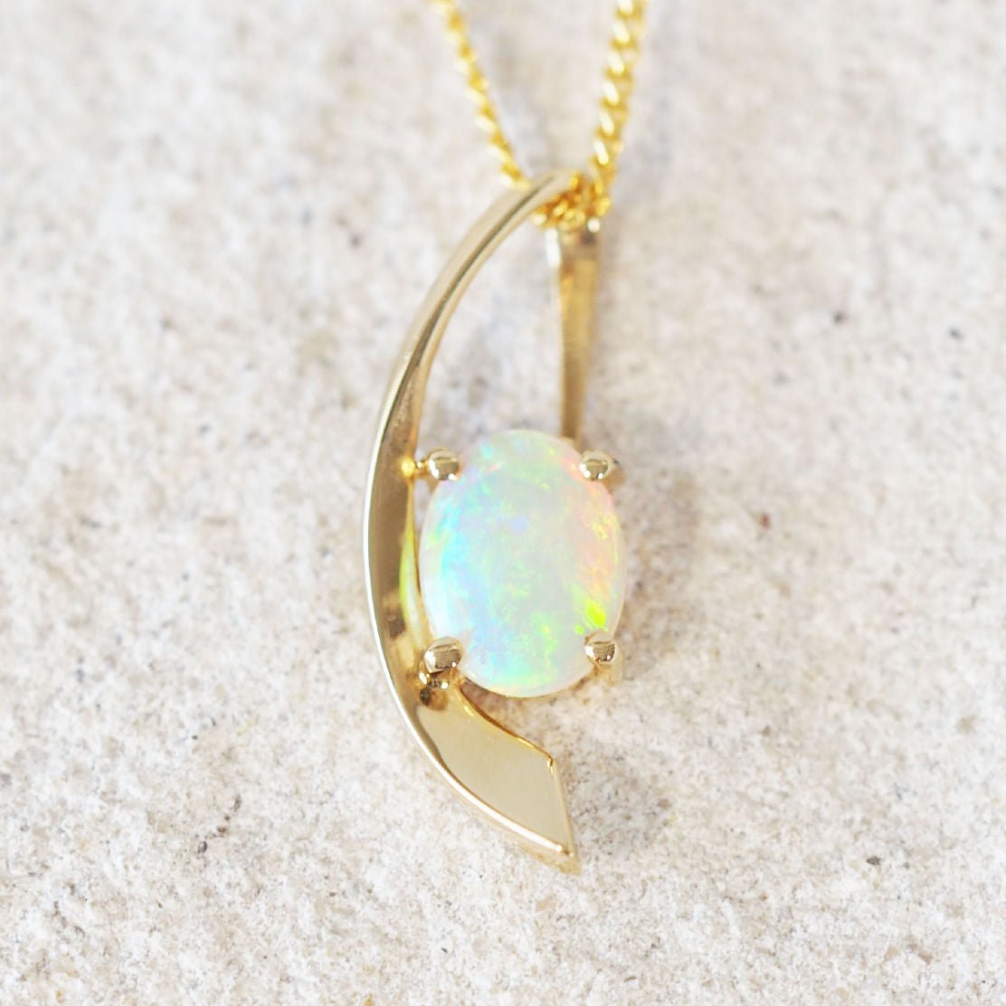 'Izabel' Crystal Opal Pendant 14ct Gold