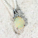 'Julieta' Silver Australian Crystal Opal Necklace Pendant - Black Star Opal