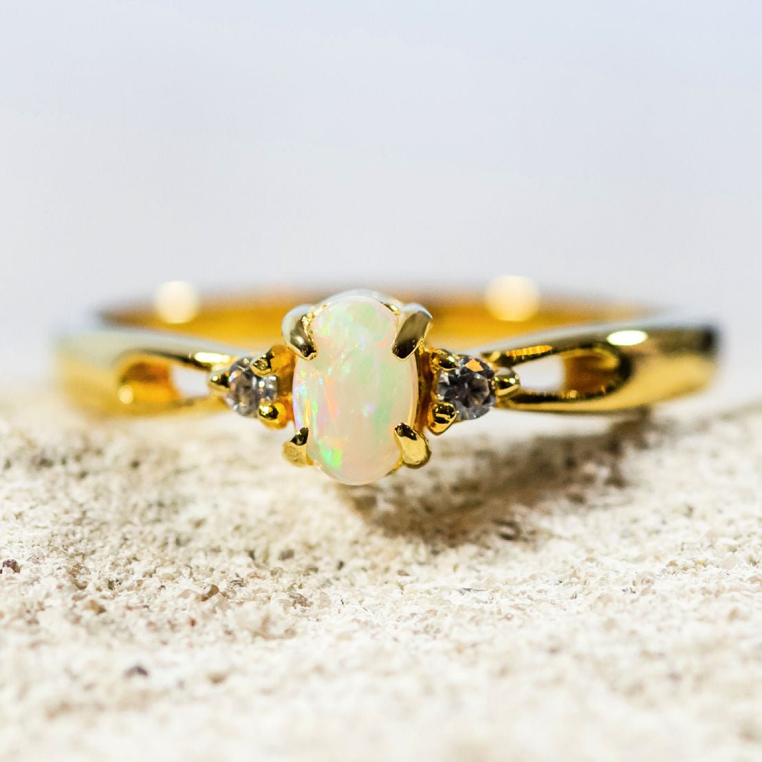 kari gold plated silver Australian crystal opal ring