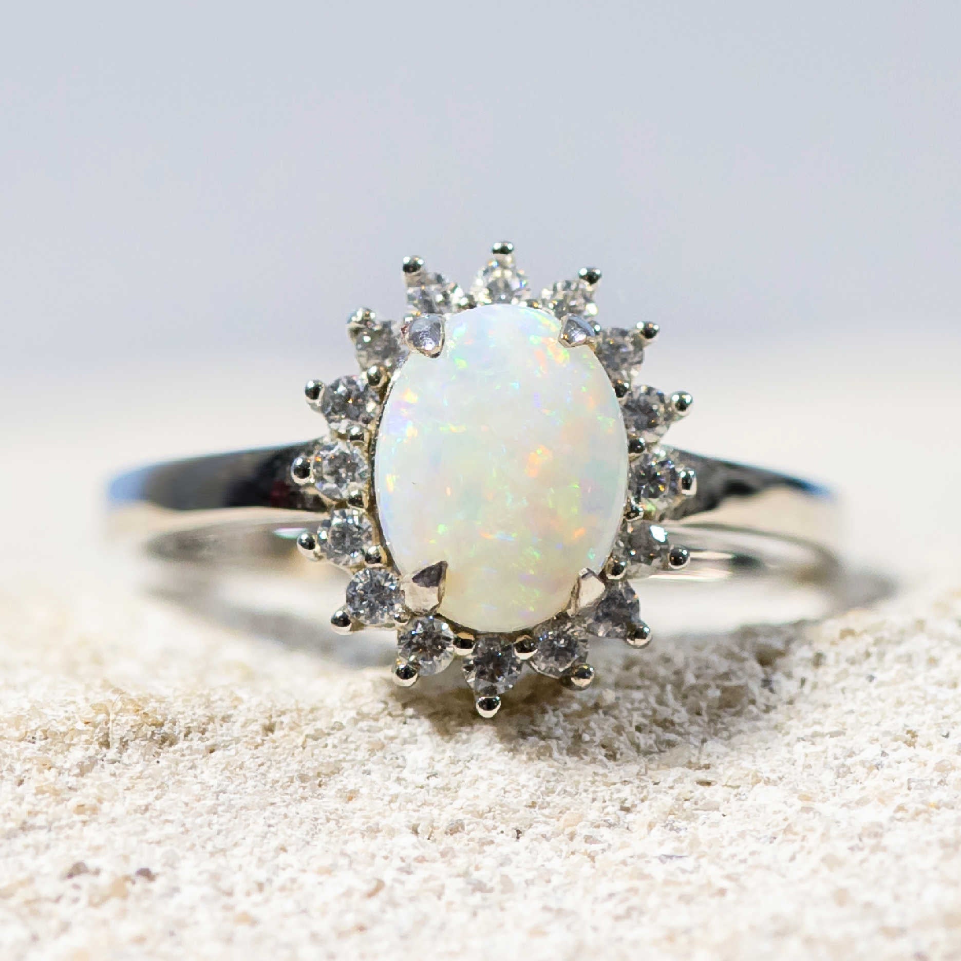 'LE PRINCESS' Silver Australian Crystal Opal Ring - Black Star Opal