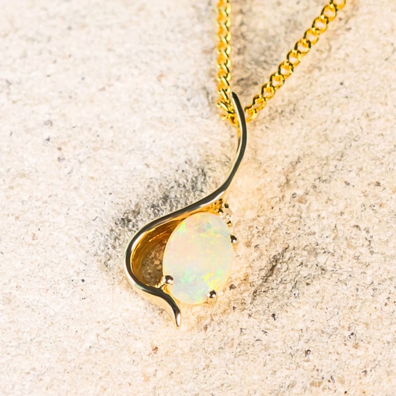 multicolour crystal opal pendant in gold