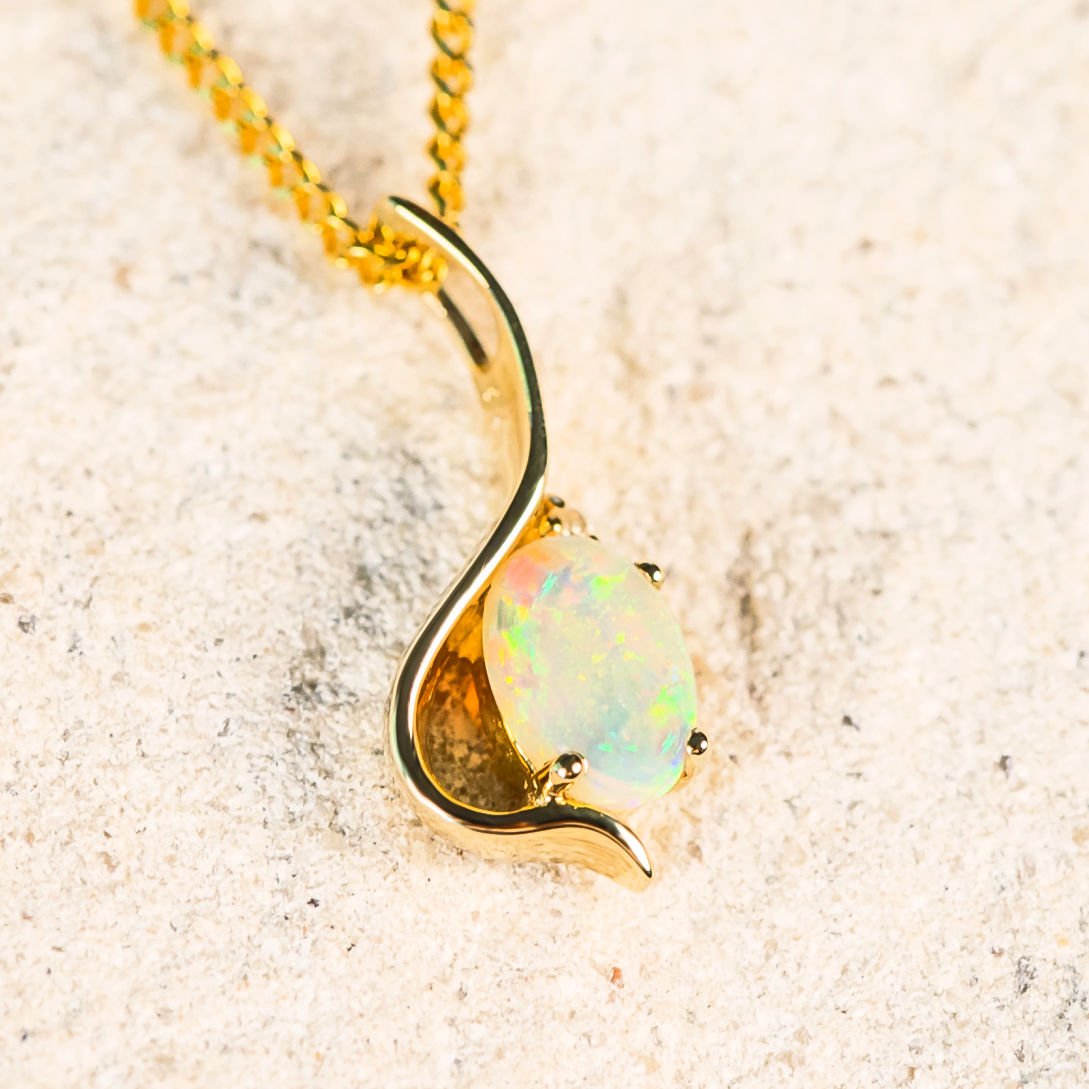 colourful crystal opal gold pendant