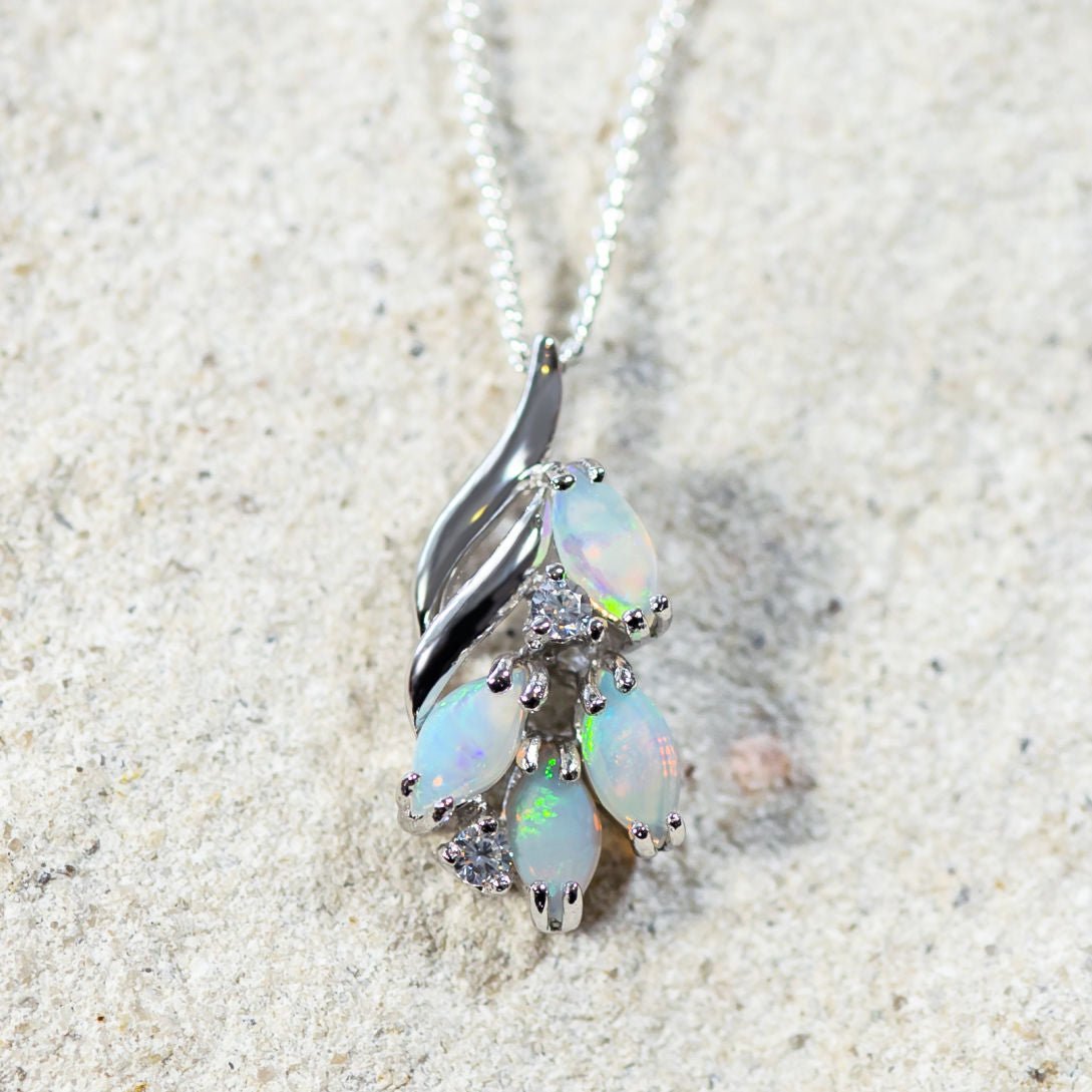 'Marisol' Silver Australian Crystal Opal Necklace Pendant - Black Star Opal