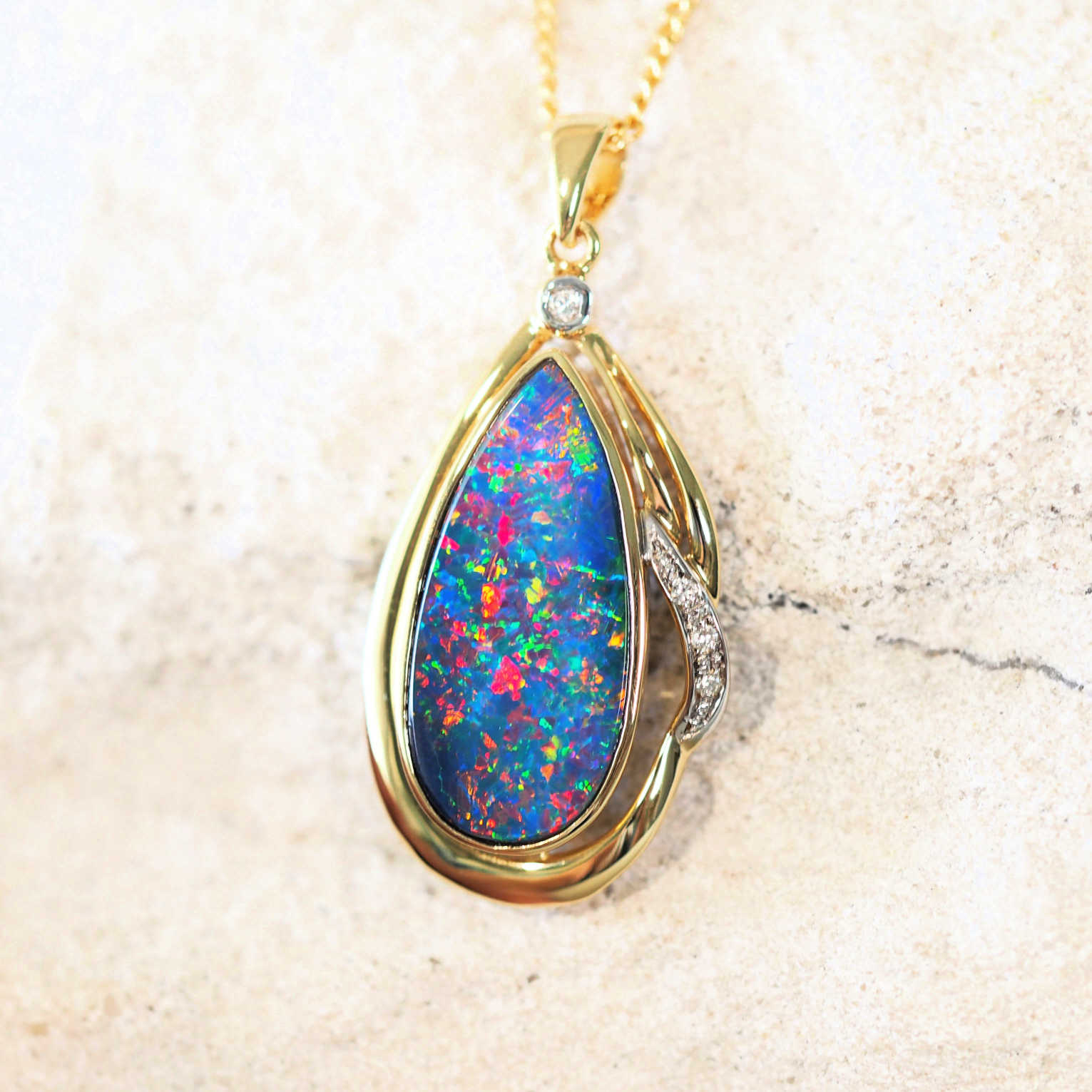 'Milena' Doublet Opal Pendant 18ct Gold