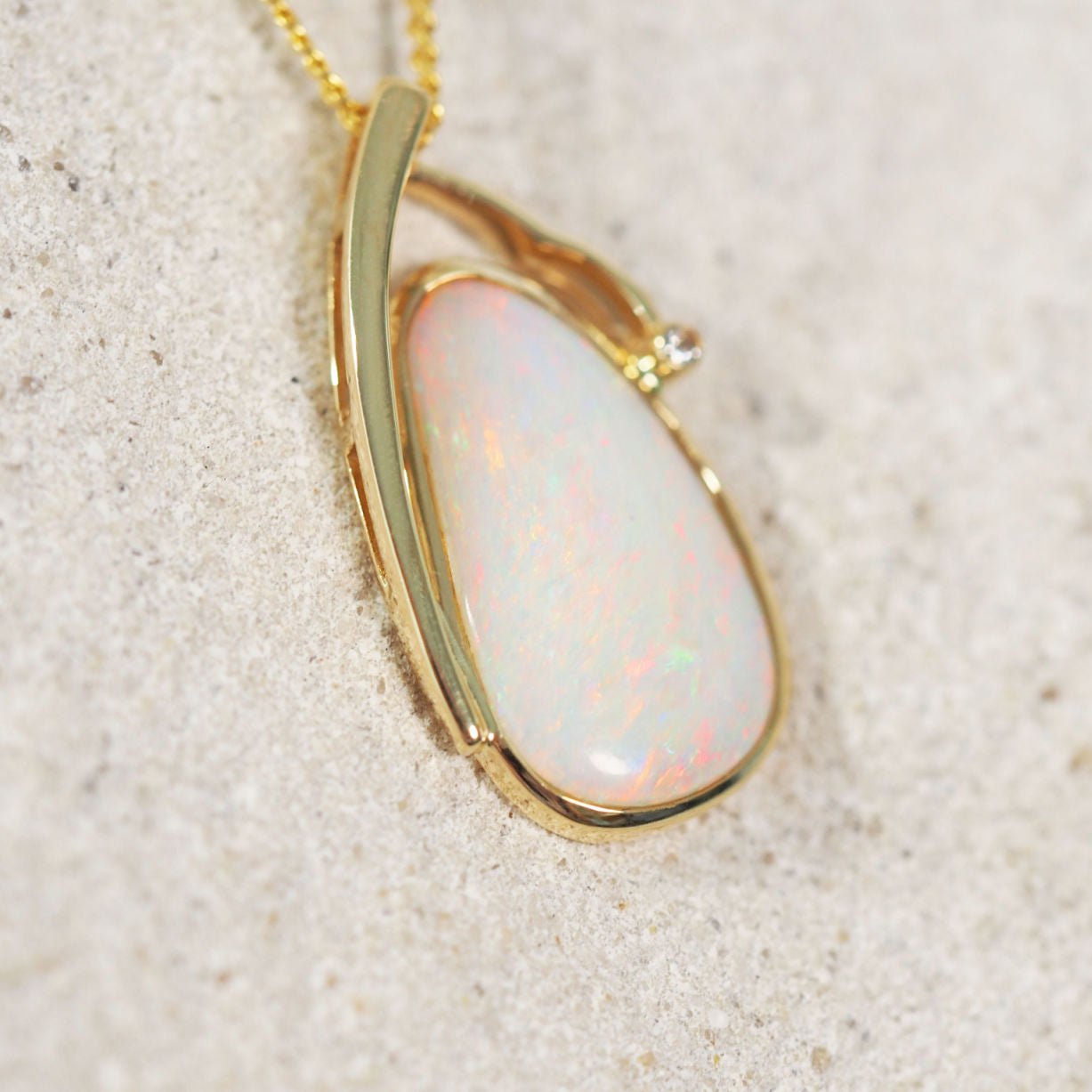 'Mona' 14ct Gold White Opal Necklace