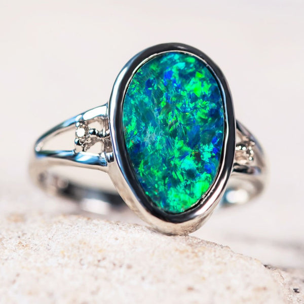 Green sale opal ring