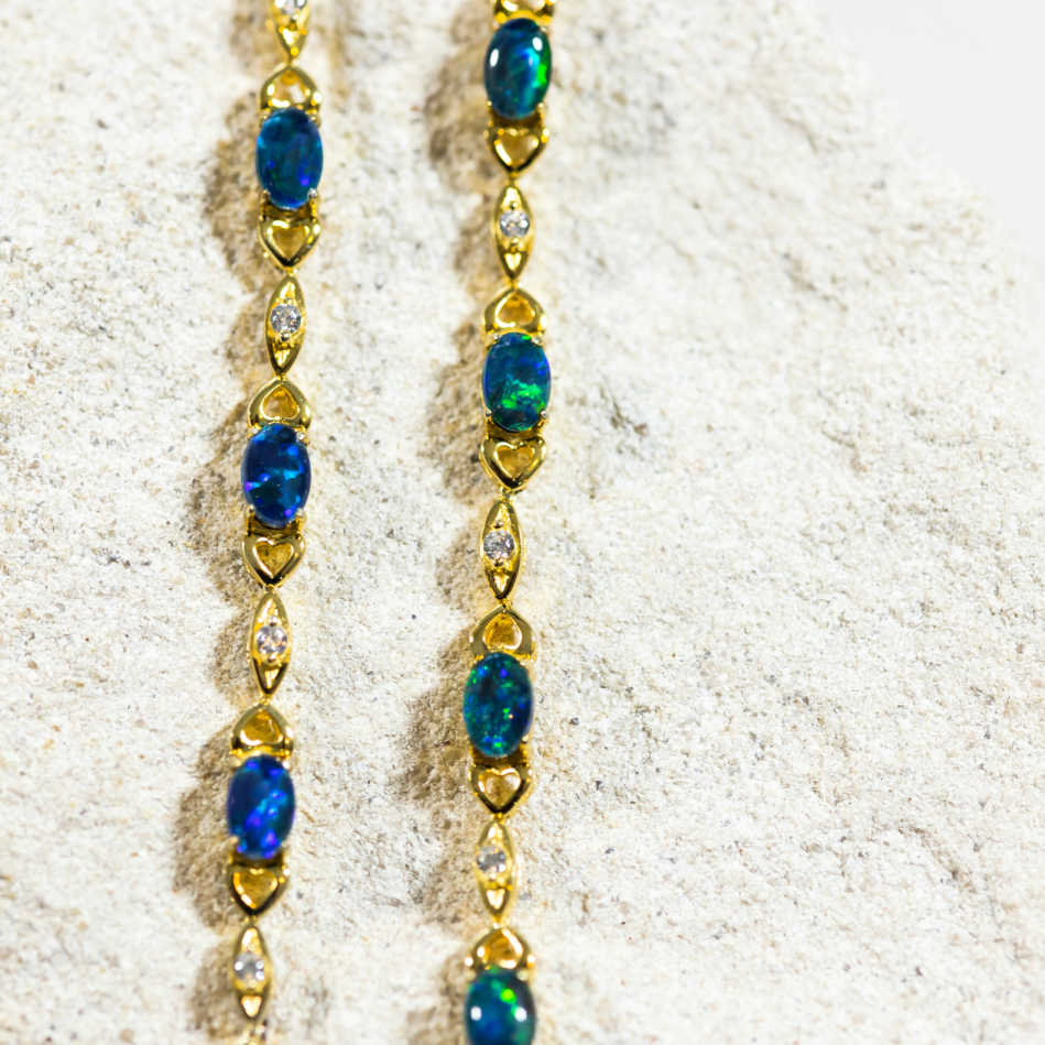 'Passion Deux' Gold Plated Silver Triplet Opal Bracelet