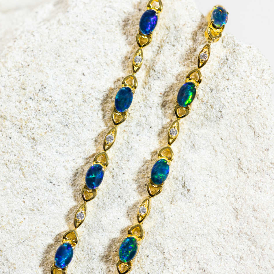 'Passion Deux' Gold Plated Silver Triplet Opal Bracelet