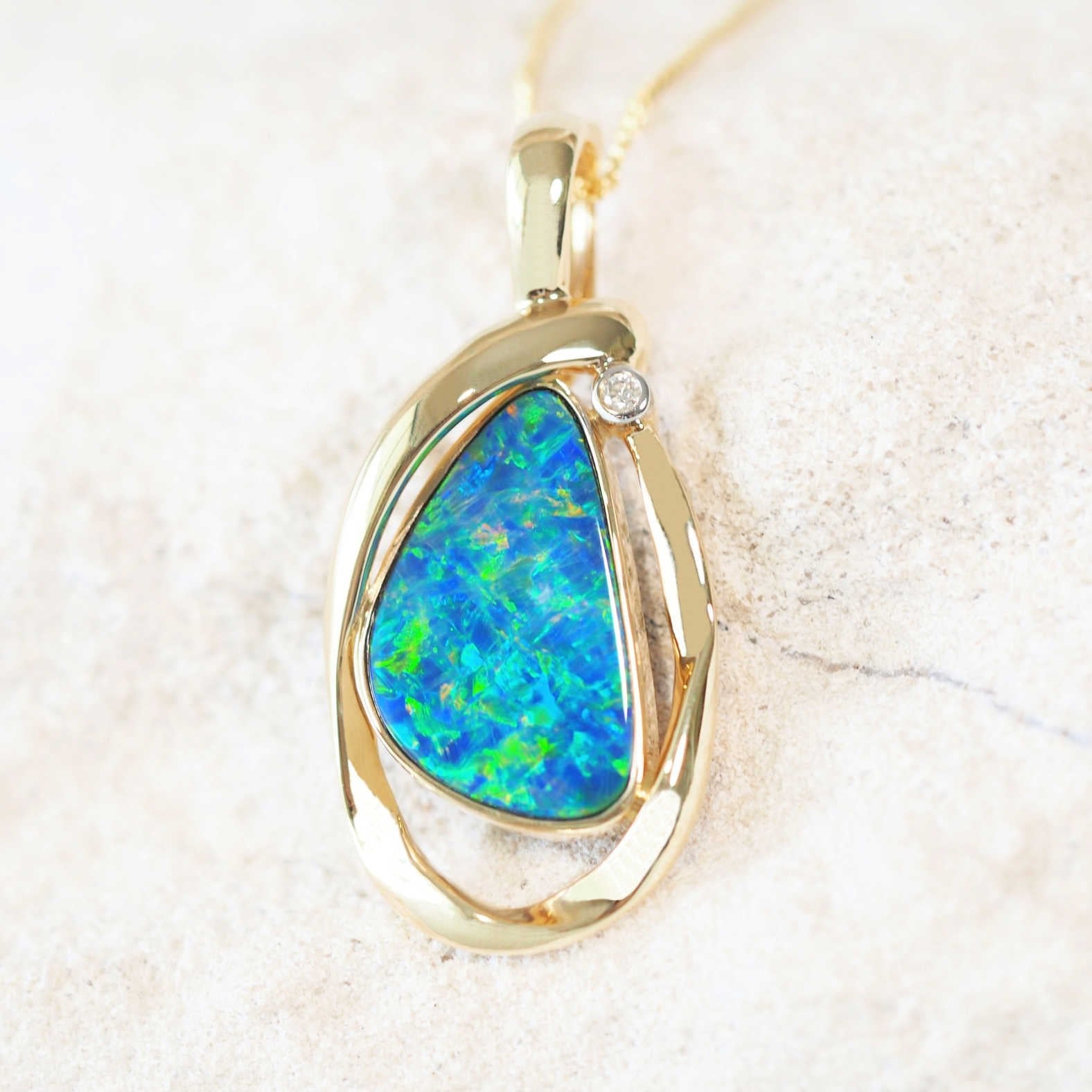 'Rivka' Doublet Opal Pendant 14ct Gold