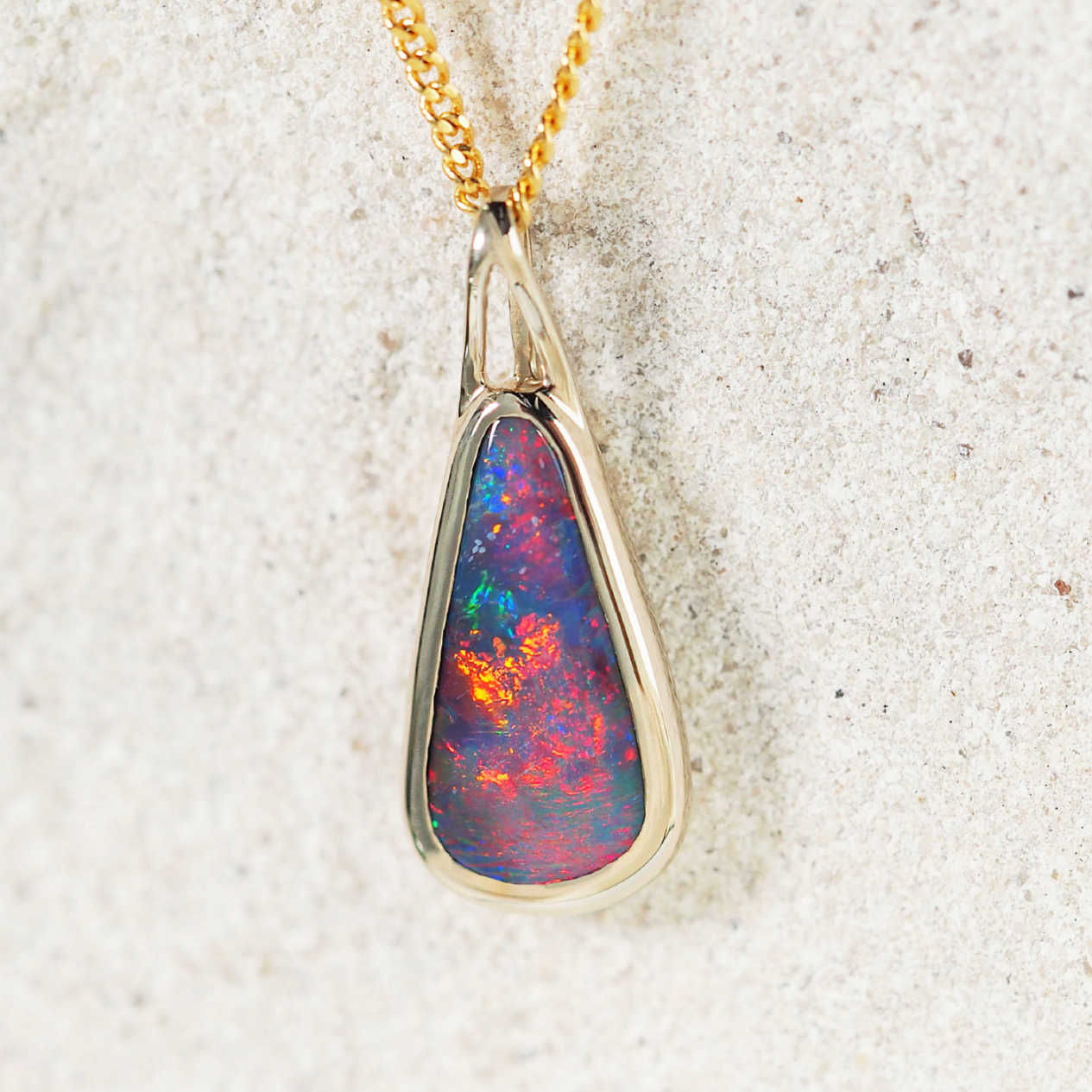 'Vida' 18ct Gold Black Opal Necklace